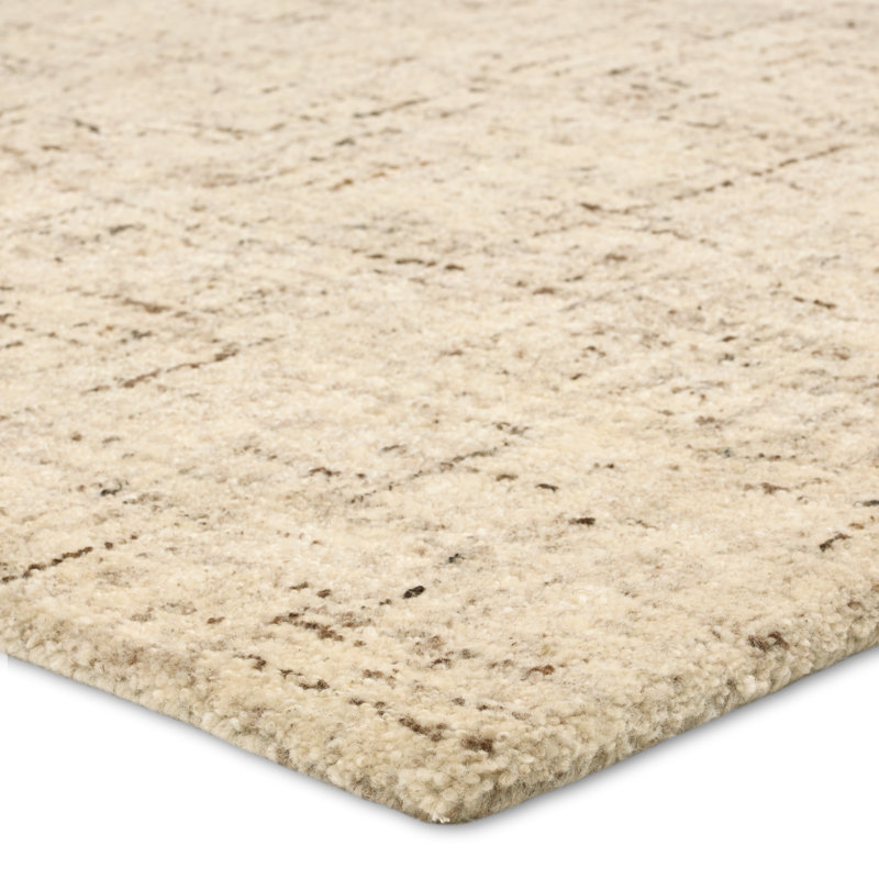 Macklin Handmade Solid Cream/Brown Area Rug, Rectangle 5' x 8'