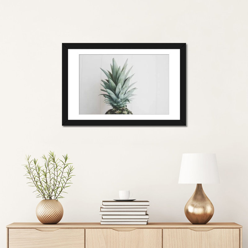 « ananas top ii », reproduction de photo sur toile, Papier d'art encadré noir, Blanc, H 16 po x l 24 po x P 1 po