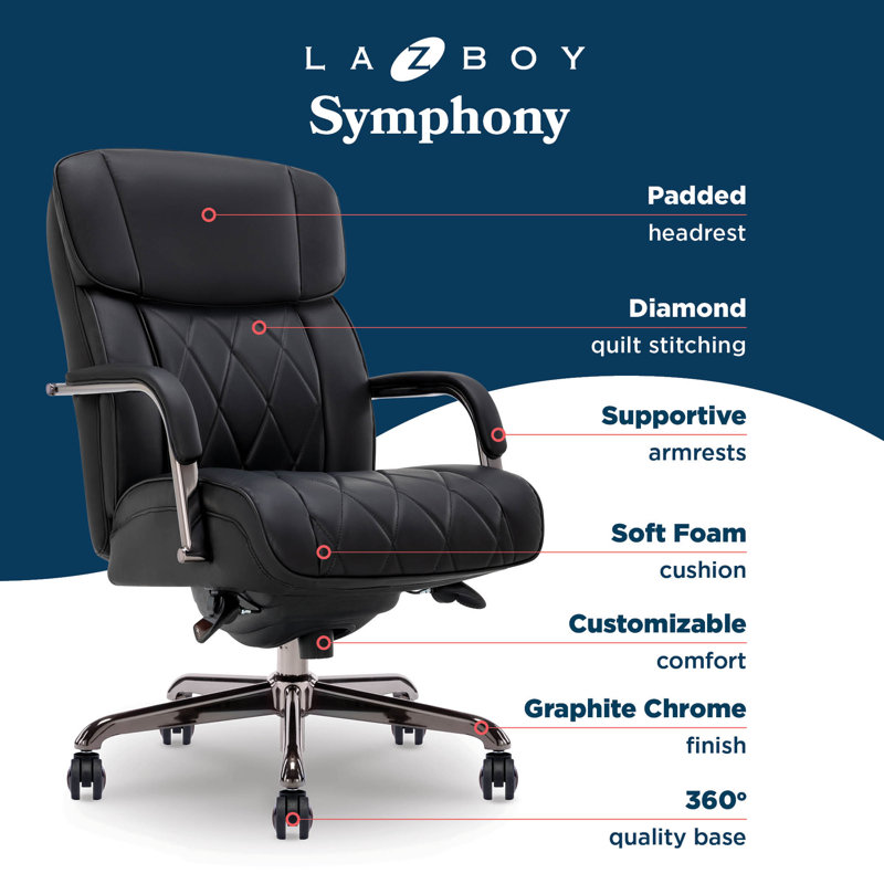Symphony Swivel Executive Chair, Graphite, Black
