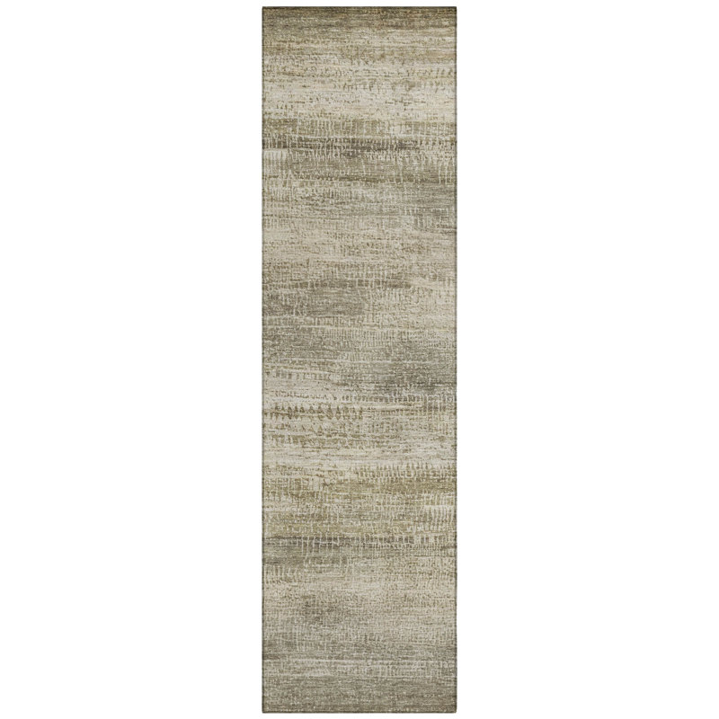 Machine Washable Indoor/Outdoor Xhevrie Taupe Rug, Runner 2'3" x 7'6"