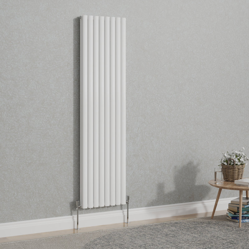 Shoshana Vertical Oval Panel Radiator, Gloss White, 180cm H x 47.2cm W, 2