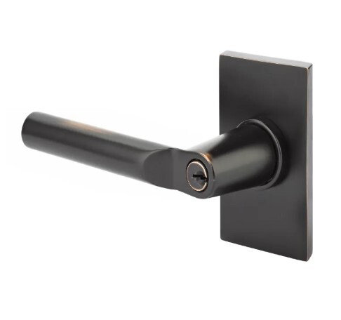 Levier de porte à clé avec rosette Hanover, Gauche, Nickel satiné