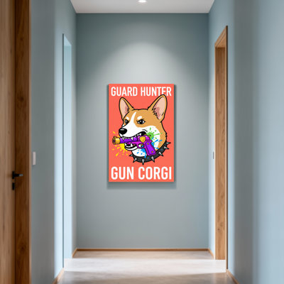 Animals Guard Hunter Gun Corgi Dog With Pistol