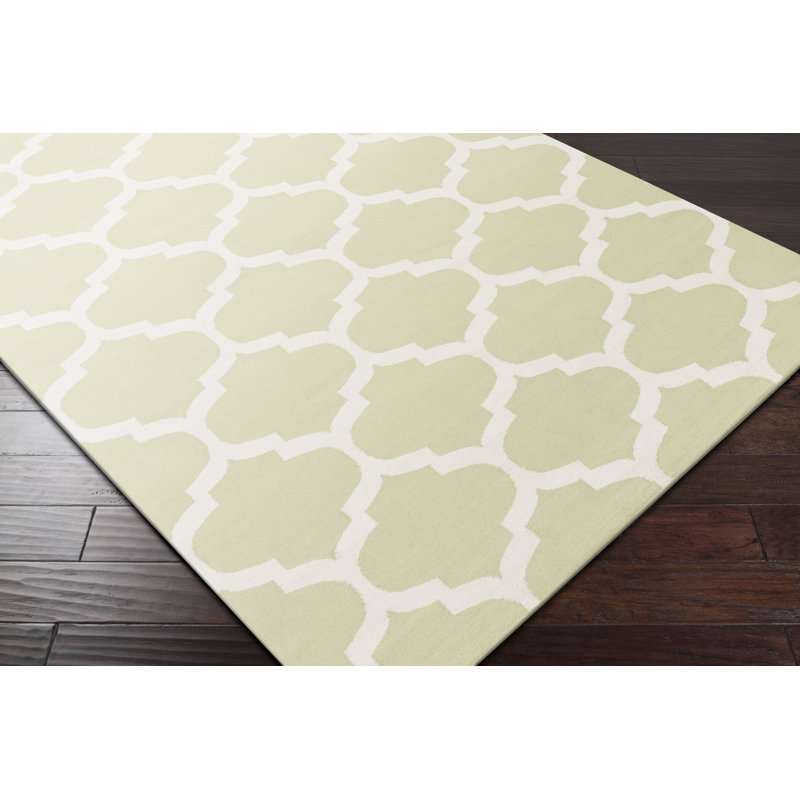Tapis sauge en coton tissé à plat à la main Bethy, Rectangle 4 pi x 6 pi