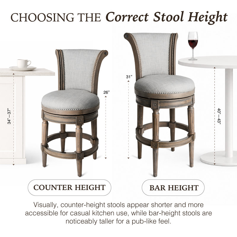 Maven Lane Pullman Stool with Fabric Upholstery, Counter Stool (26" Seat Height), Reclaimed Oak, Single