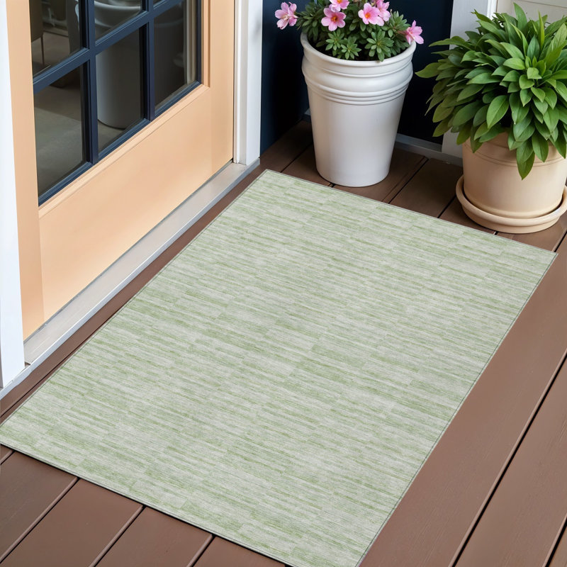 Tapis intérieur lavable rayé vert 3 pi x 5 pi