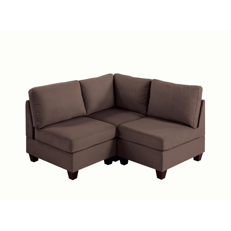 Gitte Upholstered L-Shaped Sectional, Coffee 100% Linen