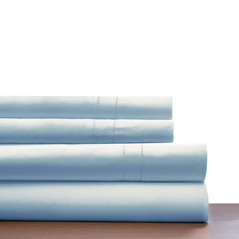 Ensemble de draps 100% coton à longues fibres 620 fils Pointehaven, Très grand californien, Bleu classique