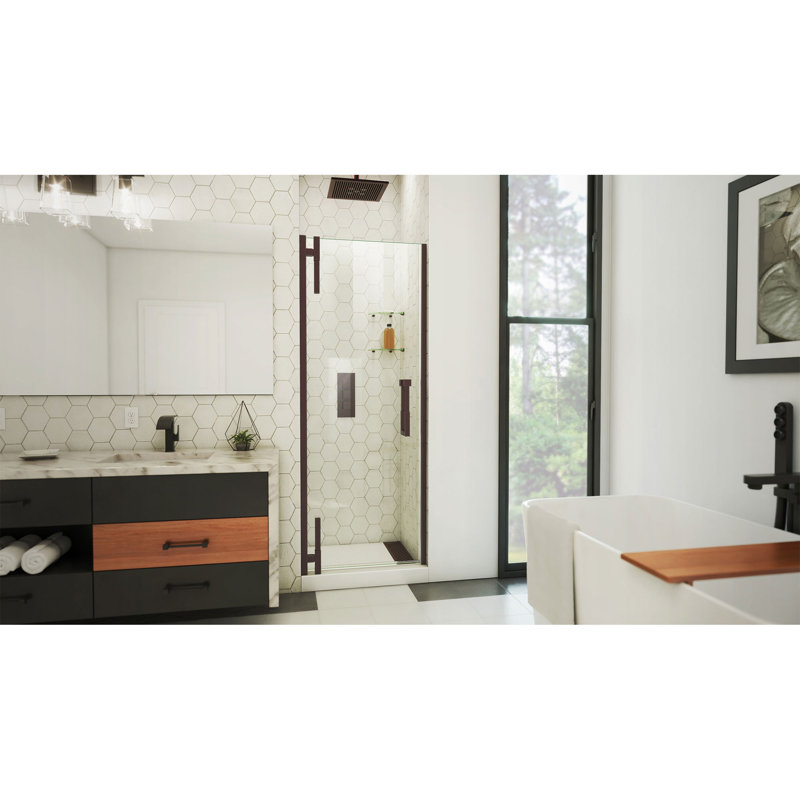  DreamLine Ascend 29 1/4 - 30 inch W x 72 inch H Frameless Pivot Shower Door in Oil Rubbed Bronze, Bronze, 30"