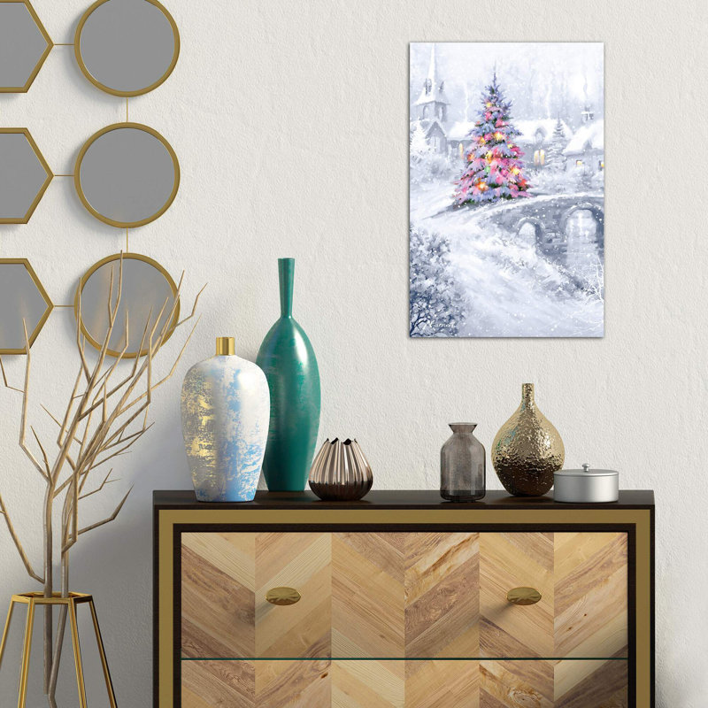 Christmas Bridge by The Macneil Studio - Wrapped Canvas Painting, 66.04 cm H x 45.72 cm W x 1.91 cm D