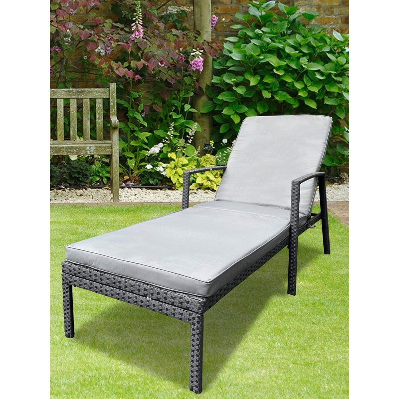 Outdoor Patio Lounge Chairs Rattan Wicker, Gray, Gray