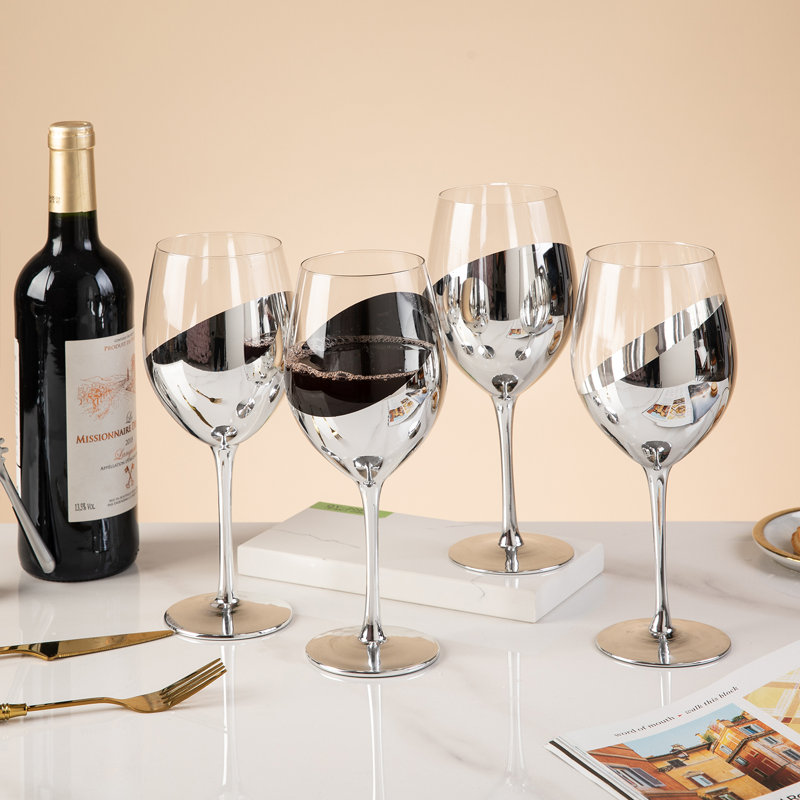 Quayla 4 pièces 14 oz. Verre à vin rouge, Argent argent