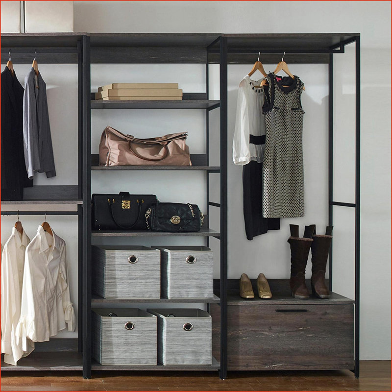 Système de rangement modulaire en bois Monica avec rangement très profond | Rustique | Mélamine