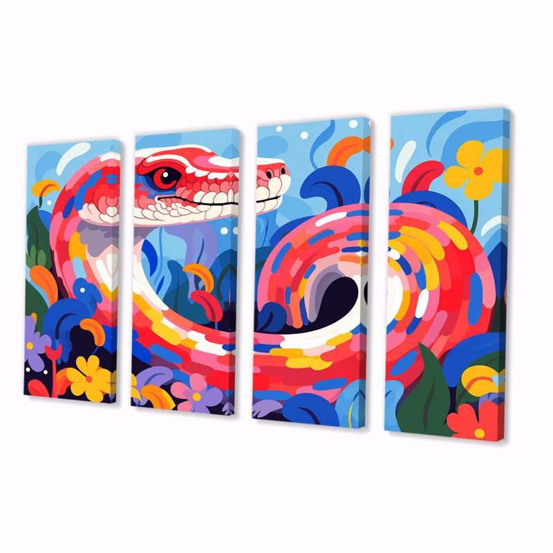 Popart Snakes Grace - ensemble d'art mural 4 pièces Snake, H 28 po x l 48 po