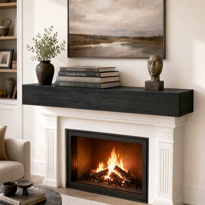 Rustic Solid Wood Fireplace Mantel Shelf, 60 Inch Wall Mounted Floating Mantel – Cedar Wood Farmhouse Mantel for Living Room Decor, Heavy Duty 70 lbs, Hidden Bracket Easy Install