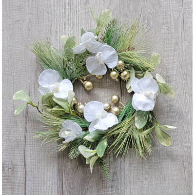 Glitter Orchid Long Needle Pine Berry Wreath