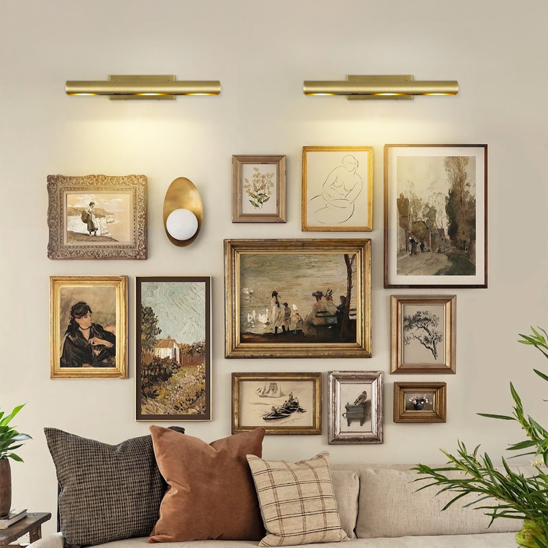 3-Light 18" Dimmable Hardwired Dimmable Wall Mounted Picture Light, Brass