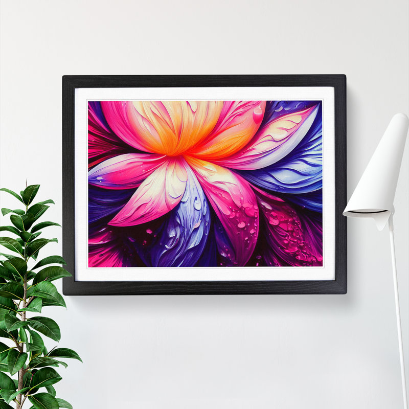 Colourful Floral Art Vol.6 Abstract - Single Picture Frame Print, 46cm H x 64cm W x 2cm D, Black Framed