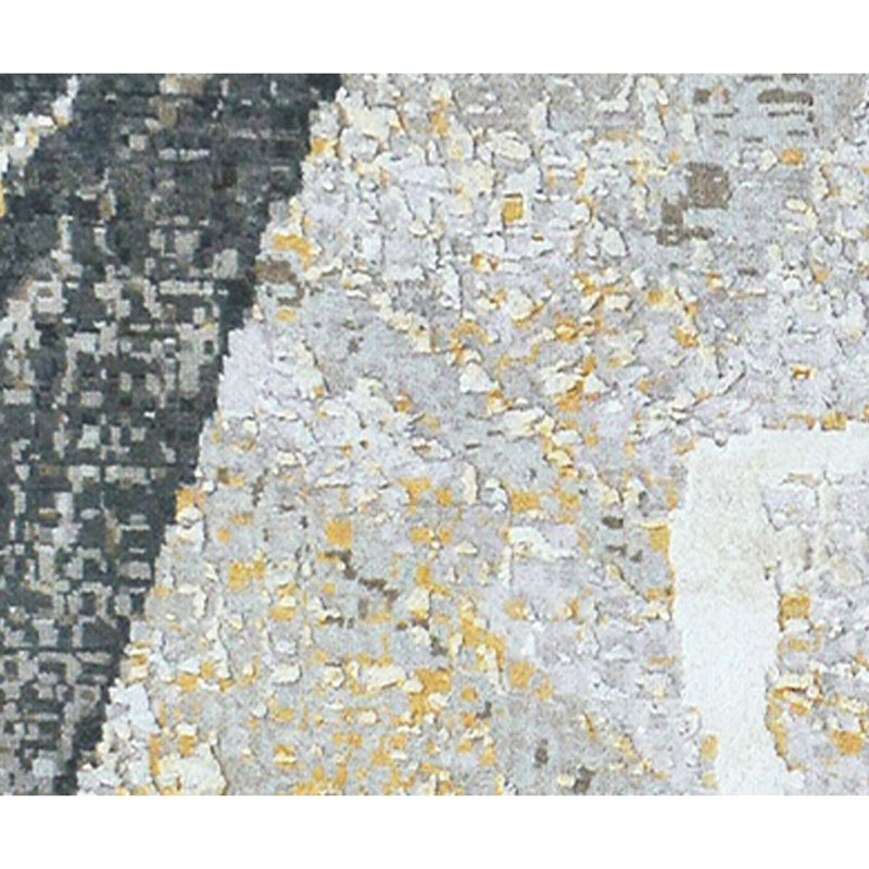 Handmade Silk and Wool Abstract Area Rug, Rectangle 10' x 14'
