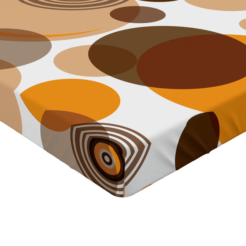 Ambesonne Fitted Sheet 2-Pack, Twin Fitted Sheet, Orange/Brown/Tan Polka Dots/Abstract