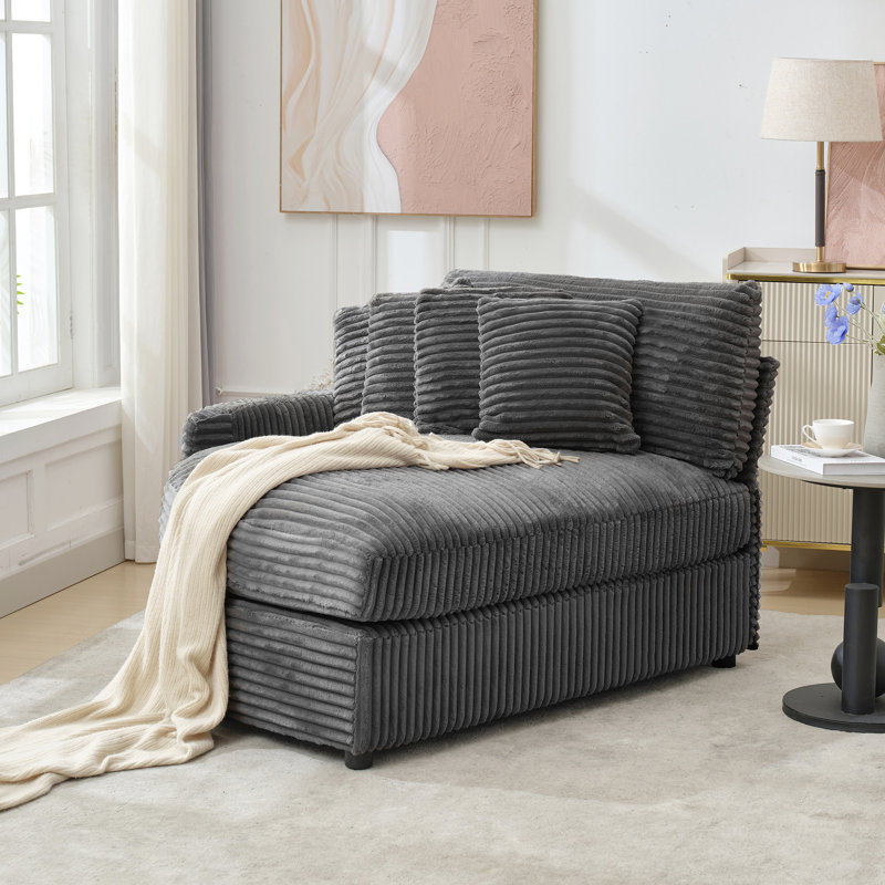 Chaise longue rembourrée avec coussin, Orienté à droite, Gris foncé