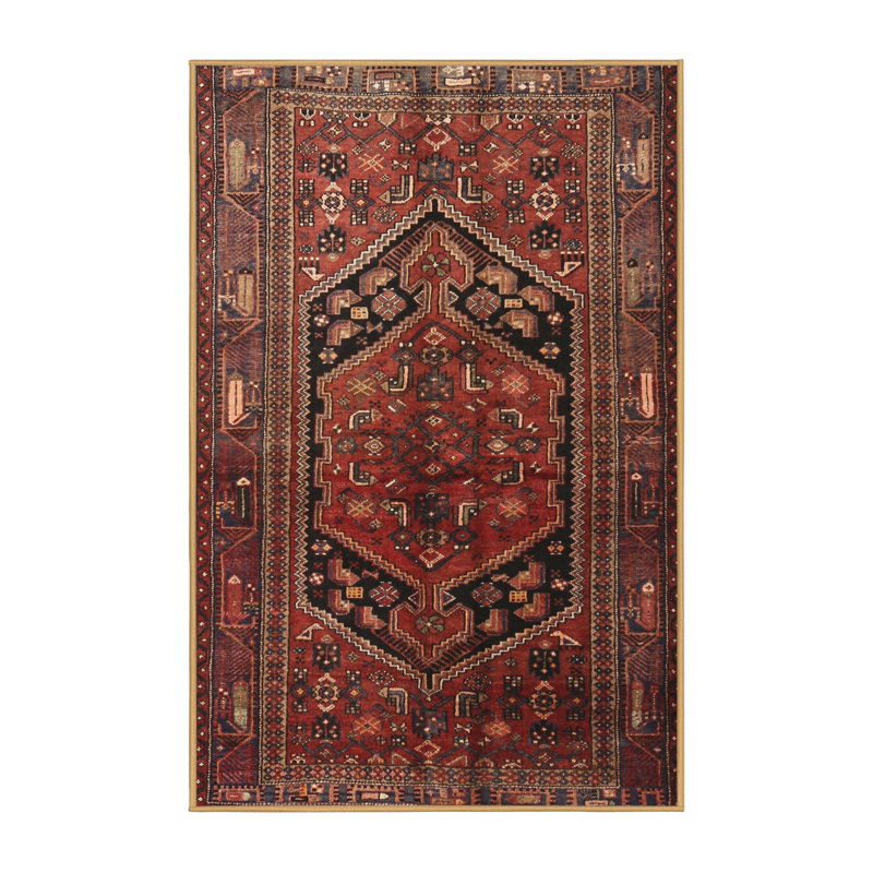 Tapis traditionnel rouge / noir igbunu, Rectangle 4 pi x 6 pi