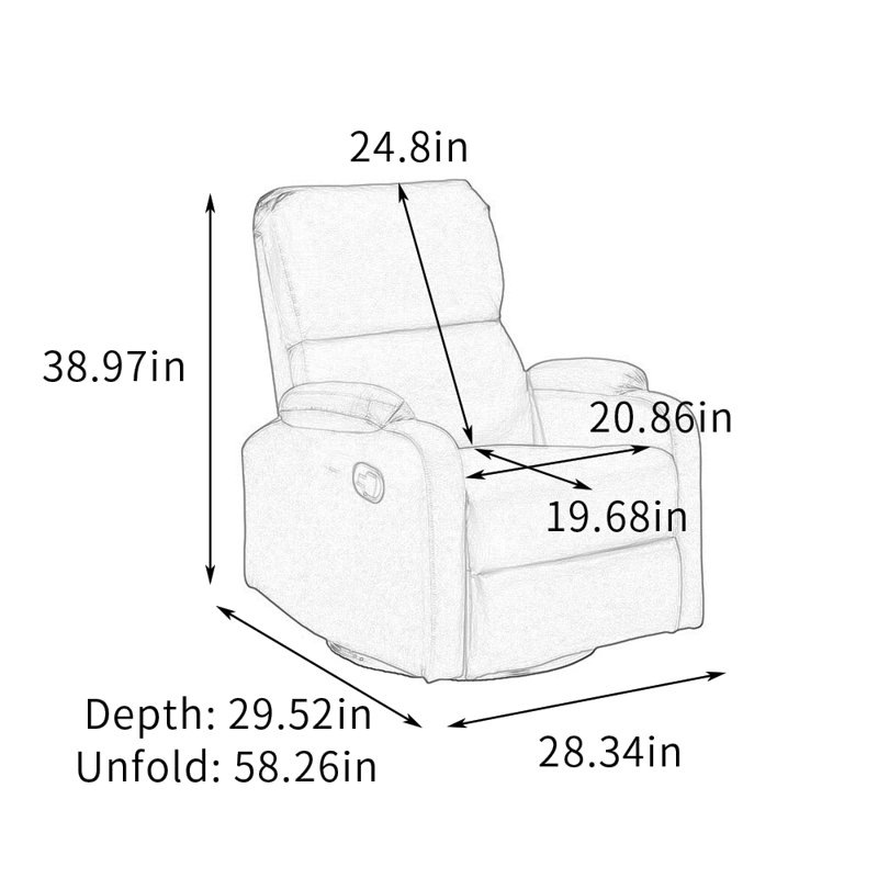 Fauteuil inclinable rotatif et fonctionnel Vanwinkle, Bleu
