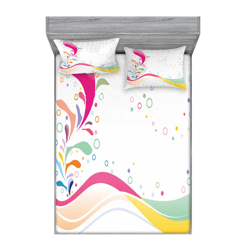 Microfiber Abstract Sheet Set, Full Sheet Set with Fitted Sheet