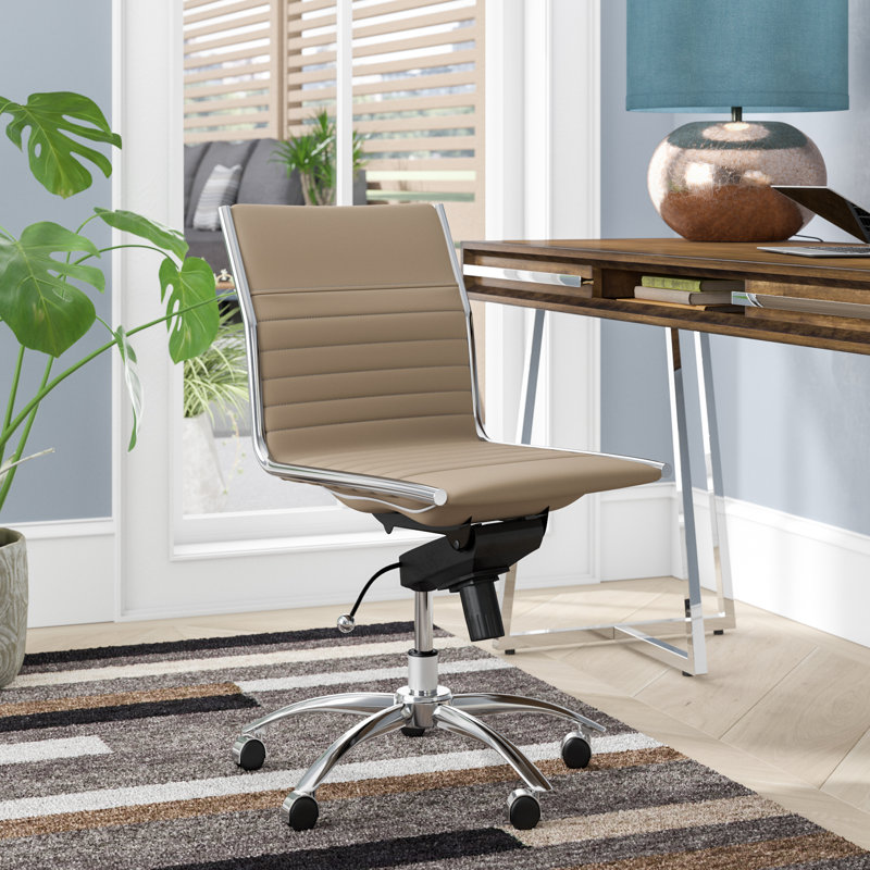 Chaise de travail Naida, Non, Similicuir taupe