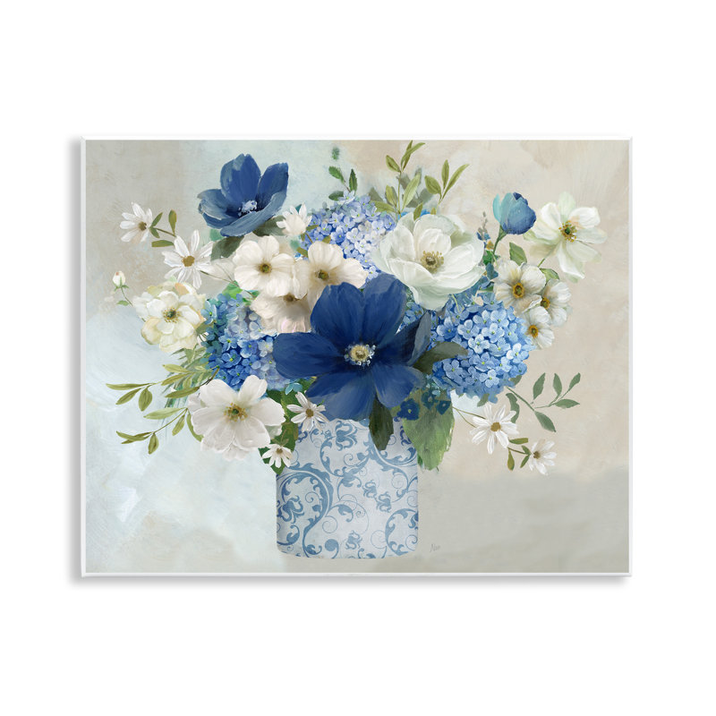 Bouquet dans un élégant vase à motif mural, art par Nan