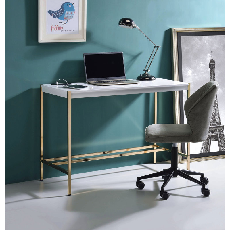 Rectangular Writing Desk With USB Ports