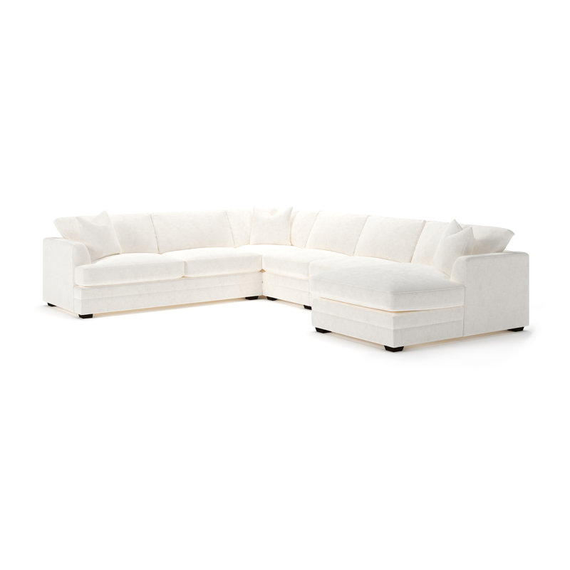 Edan 5-Piece Upholstered Sectional, Bevin Natural Linen Blend, Right Hand Facing