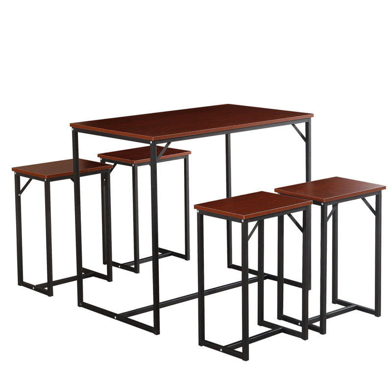 Yreka 4 - Person Dining Set, Burgundy, Burgundy/Black