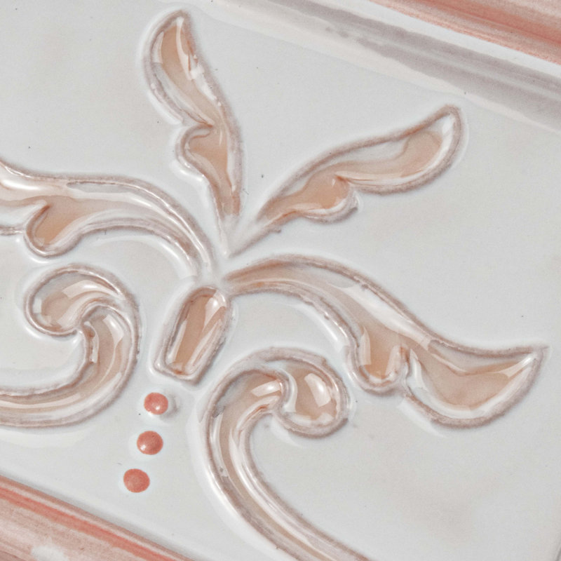 Novecento Friso Evoli 5" x 5" Ceramic Bullnose Tile Trim, White/Pink
