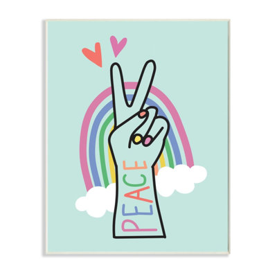 «Peace Love Rainbow Playful Turquoise Hand Sign» par Nina Seven - impression d'art graphique