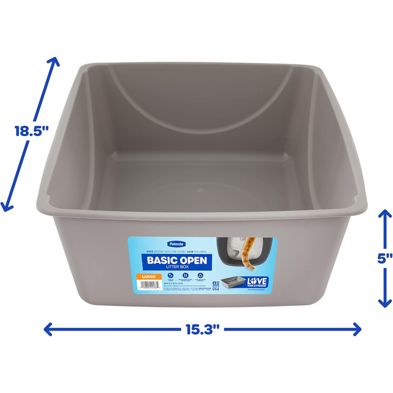 Plastic Litter Box, 5" H x 15.3" W x 18.5" D