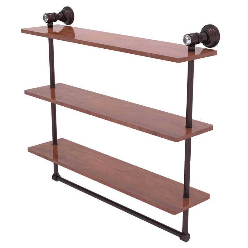Freyja 3 Piece Ironwood Tiered Shelf with Towel Bar, Antique Bronze, 5.54" H x 22" W x 19.7" D