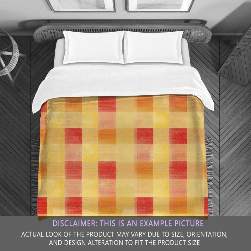Checkered Comforter, Twin Extra Long Comforter, Red/Yellow Gingham