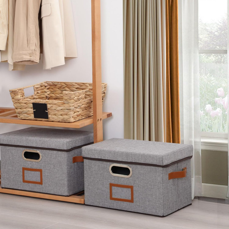 17 Stories Fabric Bin, 20cm H x 33cm W x 23cm D, Grey