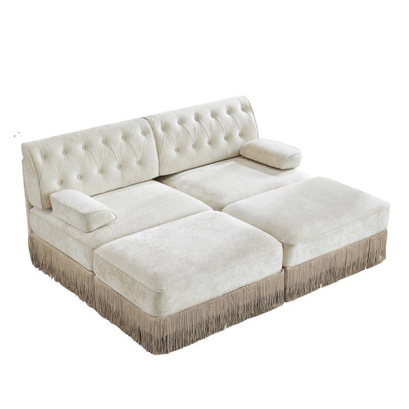 Causeuse avec 2 repose-pieds (beige)