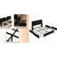 Structure de lit double avec tête de lit, rangement et métal insonorisé, noir, sans sommier tapissier, rangement et prises de tête de lit ergonomiques pour la chambre à coucher, silencieux, à ressort, chambre à coucher, noir