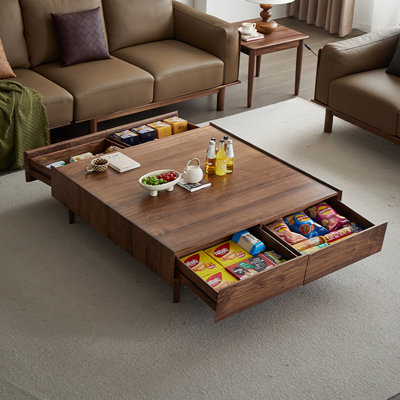 Table basse moderne simple en noyer noir