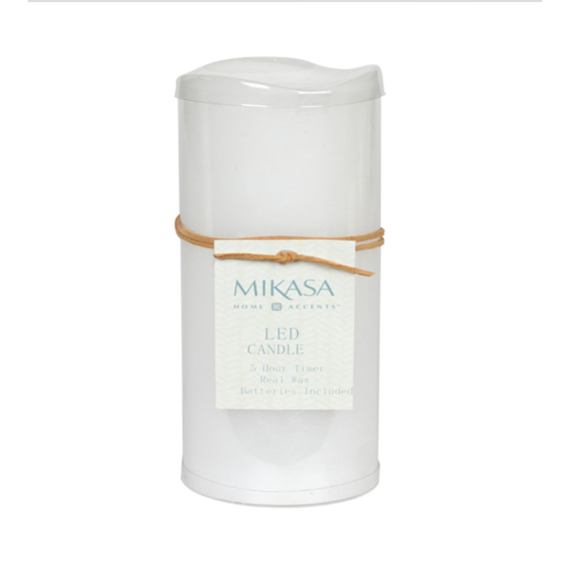 Wavy Top LED Unscented Wavy Top Wax LED Candle, 6"L x 3"W