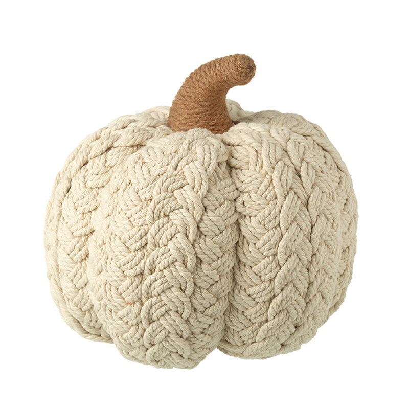 Cream Pumpkin Decoration, 19cm H x 20cm W x 20cm D