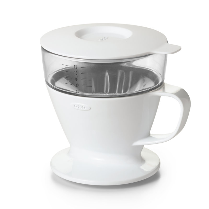 White 12 oz Single Serve Pour-Over Coffee Maker