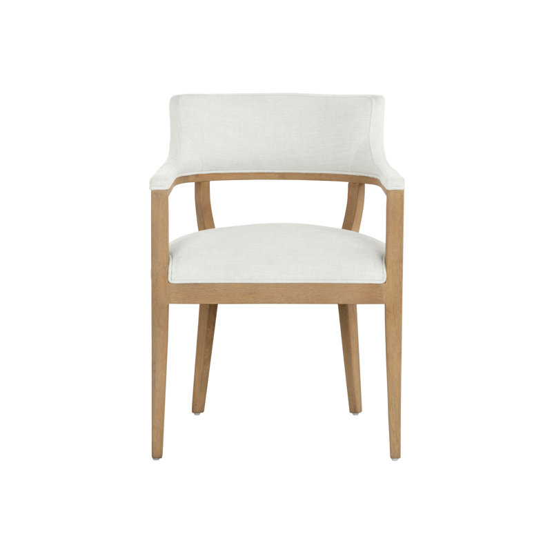 Upholstered Arm Chair, Cream, Natural Wood
