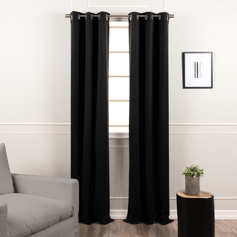 Lympsham Blackout Curtain Panel Pair, Black, 40" W x 84" L