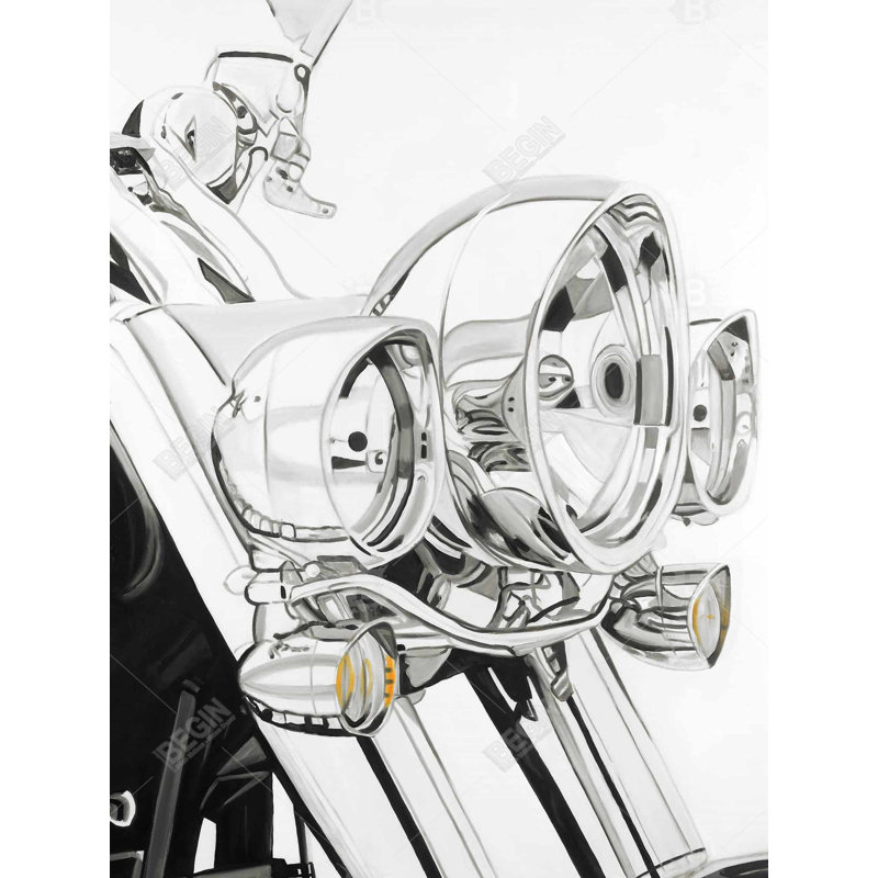 Motocyclette sur toile légère - décor de chambre de transport unique