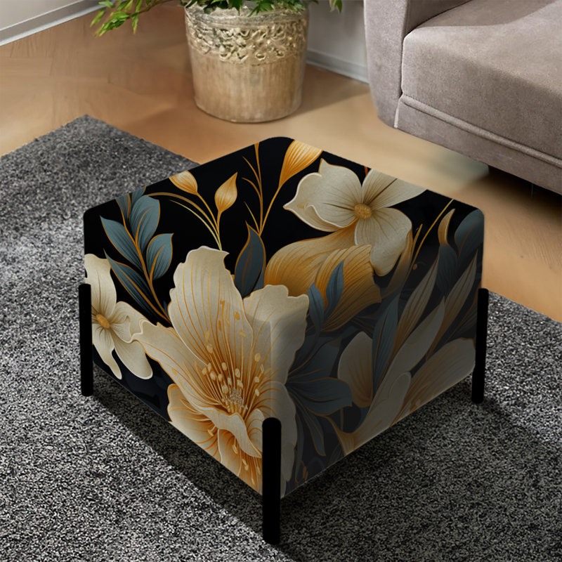Repose-pieds carré Timony Beige pivoine Sophistication II