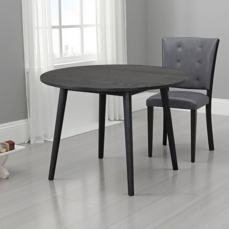 Table de salle à manger ronde 42,5 po Mid-Century, Noir